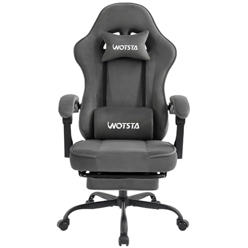 WOTSTA Massage Chaise Gaming Tissu avec Coussin en éponge Haute densité, Siege Gamer avec Repose-Pieds, Fauteuil Gamer pour Adultes Kids,Chaises de Bureau Capacité de Charge 150 kg