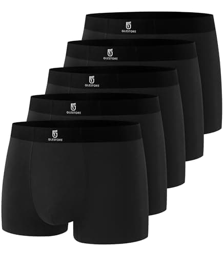 GLESTORE Calecon Homme Lot Boxer pour Homme Shorty Caleçon Modal sous Vetement Homme Microfibre 5 Noir M