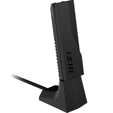 MSI BE6500 Adaptateur USB WiFi 7 tri-bande - WLAN jusqu'à 6,5 Gb/ss (6 GHz, 5 GHz, 2.4 GHz), USB Type-A 3.2 Gen 1, MLO, le 4K-QAM Puncturing, antenne réglable, Beamforming, WPA3 - Support filaire incl
