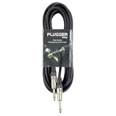 Plugger, câble guitare instrument Jack mâle mono 6,35mm vers Jack mâle mono 6,35mm. Compatible Ampli, basse, guitare, haut-parleur, appareil DJ, synthé et autres. Longueur 6 mètres. Qualité Pro.