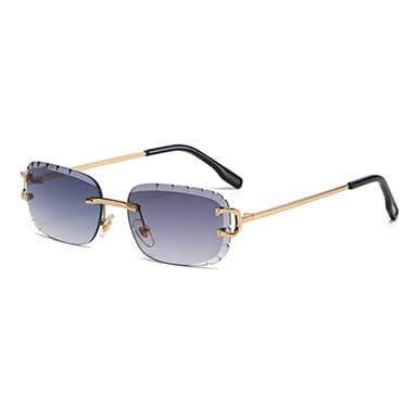 kachawoo Lunettes de soleil sans monture sans monture de lunettes de soleil rectangulaires ovales sans monture avec lentille UV400 coupée, Large