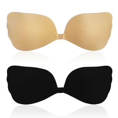 Dunkwckore Soutien Gorge Dos Nu, 2 Paires Soutien Gorge sans Bretelles Invisible Adhesif, Soutif Dos Nu, Soutien Gorge Adhesif Respirant Push Up, Réutilisable Parfait pour Les Robes de Soirée - B