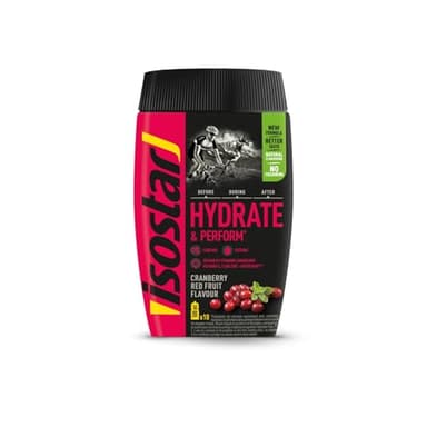 Isostar - Hydrate & Perform saveur Cranberry et Fruits Rouges - Poudre pour Boisson Isotonique - 400g (10 doses)