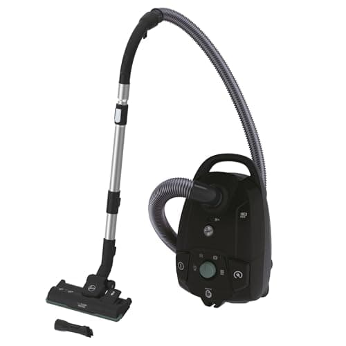 Hoover HE313HE Aspirateur Traineau avec Sac, Eco Conception, Puissance Variable, 3 Sacs, Nano Pack, 4L, 850 W, Rayon d’Action 9,5m, Vidange Facile, Compact, Noir et Vert Sauge