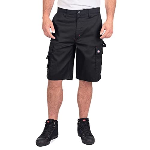 Lee Cooper Short cargo classique multi-poches pour homme, résistant et facile d'entretien, Noir, 32W