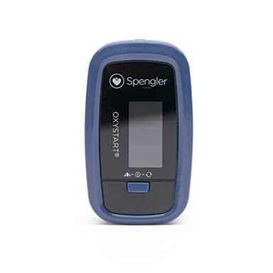 Oxymètre de doigt SPENGLER Oxystart, Oxymètre de Pouls Digital Portable, Facile à Utiliser, Fiable et Précis, Compact et Léger (Bleu Myrtille)