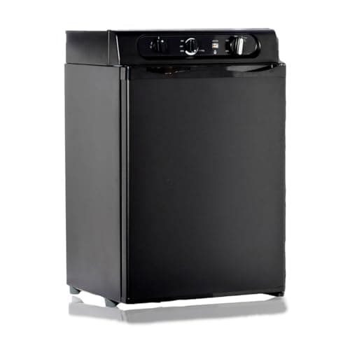 Techomey Frigo Trimixte 12V 220V Gaz, 60L, Silencieux pour Camping-car, Caravane, Maison, Mobi-home, Noir