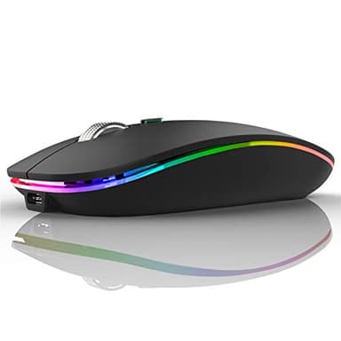 Uiosmuph Souris sans Fil, Souris Bluetooth Rechargeable Portable Souris Silencieux (800-1200-1600DPI) pour Tablet/Laptop/Windows/Android Noir