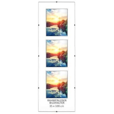 MG Design Cadre photo sans cadre | 35x100cm | Verre acrylique | avec clips | Porte-photo pour affiches photos | Cadre d'affiche | plusieurs tailles | bon pour salon, salle à manger, cuisine