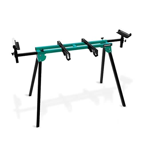 VONROC Support pour scie à onglet– Base universelle – 98,4x41,5x22,4 cm -Réglable en hauteur et en largeur – Capacité de charge de 150 kg