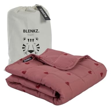 BLENKZ. Couverture lestée pour enfant - 5 kg - 140 x 200 cm - Couverture de détente avec surface en coton - Certifié Oeko-Tex (cœur rose, 5 kg - 140 x 200 cm)