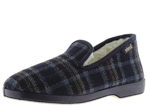 Victoria Chaussons Wamba Confortable Carreaux & Intérieur Peau De Mouton & Semelle Assortie 202001 pour Homme Marino 43