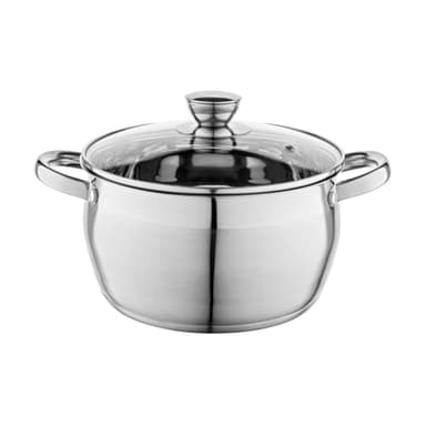 FLORINA Faitout Inox (6 l) I Diamètre de 24 cm I Marmite Inox OLIVER I Casserole Acier Inoxydable avec Couvercle en Verre I Faitout pour Induction, Marmite tous Feux I Convient au Lave-vaisselle