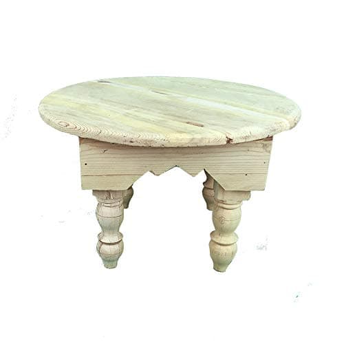 ARTIGIANATO VULCANO Table basse marocaine ethnique en bois brut de cèdre diamètre 40 cm