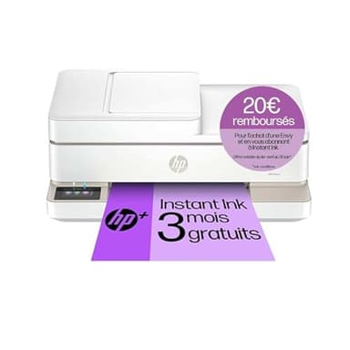 HP Envy 6520e, Imprimante Multifonction Jet d'encre A4, Couleur, Recto Verso Automatique, Jusqu'à 10 ppm, Wi-FI, Chargeur Automatique, Fax, 3 Mois Instant Ink Inclus, Portobello