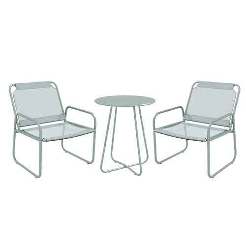 Outsunny Ensemble de Jardin 3 pièces, Salon de Jardin, 2 fauteuils 1 Table Ronde, Acier et Tissu Respirant, Vert