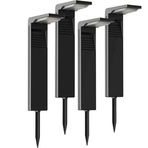 OUSFOT Lampe Solaire Exterieur [4 pcs] 32 LED Spot Solaire Extérieur Etanche IP65, Projecteur Solaire avec 2 modes de température de couleur pour Jardin, Cour, Allée Chemin