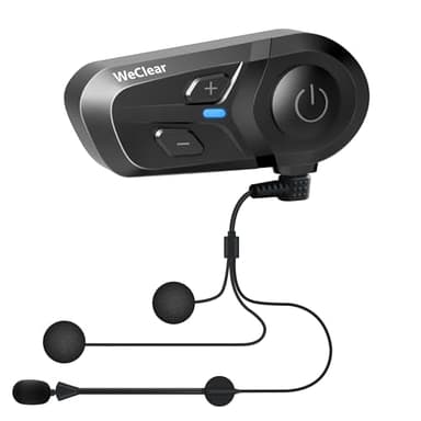 WeClear L1 Casques Bluetooth Moto, Écouter de la Musique/GPS, Appel Mains Libre, Assistant Vocale, Haut-parleurs HD, Batterie Longue Durée, Écouteur Bluetooth 5.3 pour Casque Moto/Scooter/Vélo