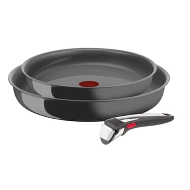 Tefal Ingenio Lot de 2 poêles 24/28 cm et poignée amovible, Induction, Revêtement céramique antiadhésif, Eco-conçu, Compatible lave-vaisselle, Fabriqué en France, Renew L2619102