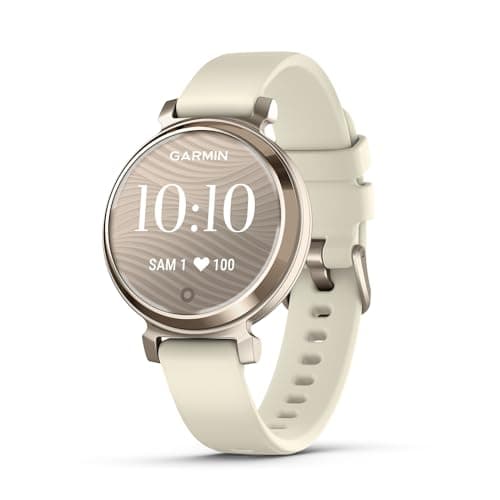 Garmin Lily 2 - Petite Montre connectée et élégante - Cream Gold avec Bracelet Silicone Blanc Coco - Cadran 35 mm, x