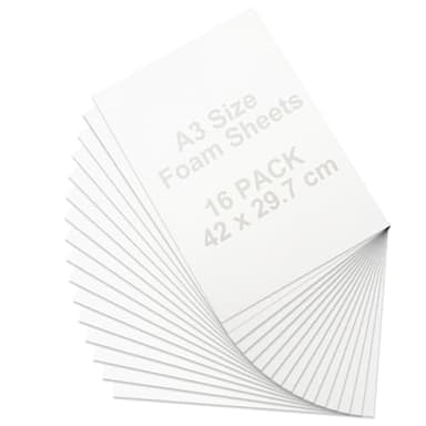 STARVAST Lot de 16 Carton Mousse A3, Carton Plume Mousse Blanc, Plaque Polystyrene 5mm pour Art, Photos Panneaux de Mariage, Panneau D’affichage (297 × 420 mm)