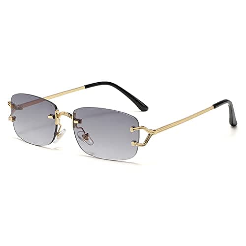 Petites lunettes de soleil carrées sans monture pour femmes en métal sans monture lunettes de soleil rétro de marque de luxe lunettes de conception lunettes à lentille étroite