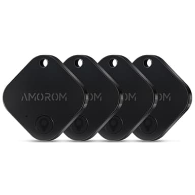 AMOROM Smart Air Tag Bluetooth Traceur Lot de 4, Compatible iOS et Android, Recherche de Phone, Rechercher à Proximité, Sonnerie Puissante, Batterie Remplaçable, pour Clés/Bagages/Sac/Dos