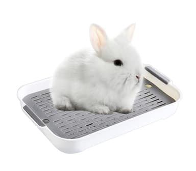 Bac à Litière pour Lapin Petit Animal Toilette Plateau Toilette Lapin,Entraîneur de Pot Utilisation en Cage,pour Cochons d'Inde,Furets,Hamsters,Chinchilla,Lapins (Blanc, S)