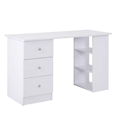 HOMCOM Bureau informatique multimédia multi-rangements 3 tiroirs 2 étagères 120L x 49l x 72H cm blanc