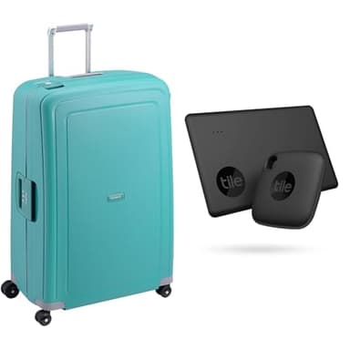 Samsonite S'Cure - Spinner XL Suitcase, 81 cm, 138 L, with 4 Wheels, Blue (Aqua Blue) & Tile Bluetooth Item Finder Set