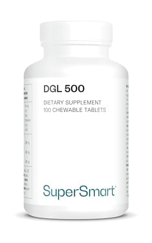 DGL 500 - Extrait de Racine de Réglisse - Reflux Gastro-Intestinal - Contribue à Réduire les Reflux Acides, Douleurs Gastriques, Nausées - Comprimés à mâcher - Vegan - Sans Gluten - Supersmart