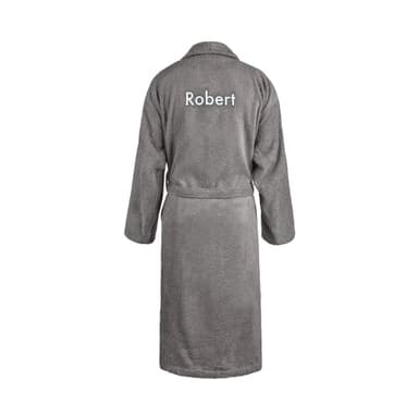 your surprise Peignoir Homme personnalisé - Peignoir Homme brodé avec nom ou Texte et des Polices d'écriture différentes (Gris) (FR/ES, Alpha/lettres, S, M, Taille normale, Taille normale, Gris)