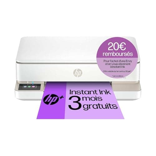 HP Envy 6120e, Imprimante Multifonction, Instant Ink 3 Mois Inclus, Jet d'encre, A4, Couleur, Impression Recto Verso Automatique, Jusqu'à 10 ppm, Wi-FI, Smart, Blanche