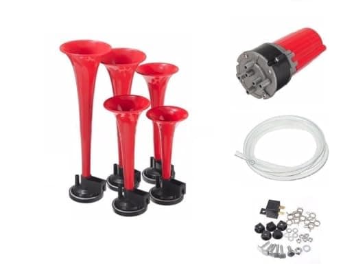 Klaxon À Air Pneumatique La Cucaracha Mélodie 115dB 5 Trompes Avec Compresseur 12V Melodique Pour Voiture Bateau Camion