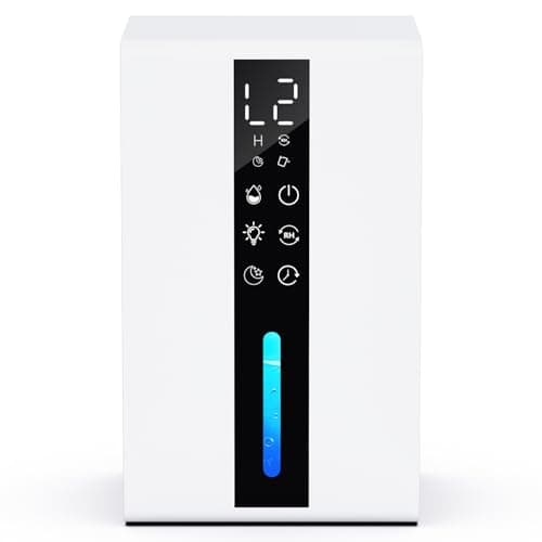 Déshumidificateur d Air 48 W, minuteur 48 h, lumière nocturne colorée, avec arrêt automatique et décongélation, ultra silencieux, portable, pour salle de bain, chambre, sous-sol 1,8 l