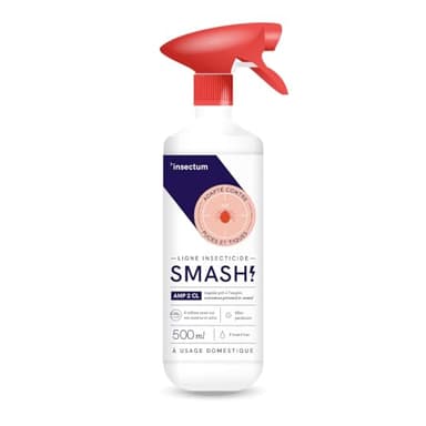 SMASH Spray Anti-Puces et Anti-Tiques pour Environnements et Tissus - Pour Utilisation à Domicile et en Extérieur - 1x500ml - Insecticide Sans Perméthrine