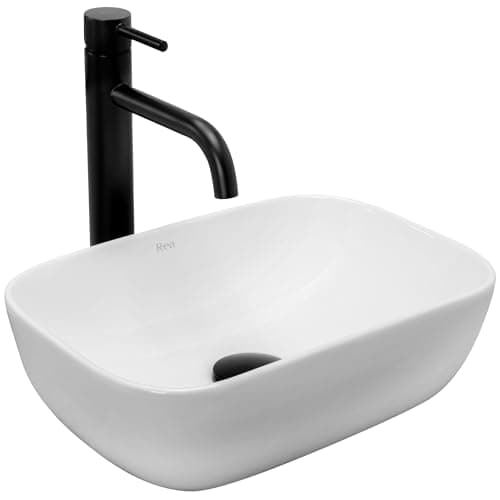 Rea Vasque à poser Belinda Mini Lavabo Salle de Bain en Céramique 37x25,5 cm (Blanc)