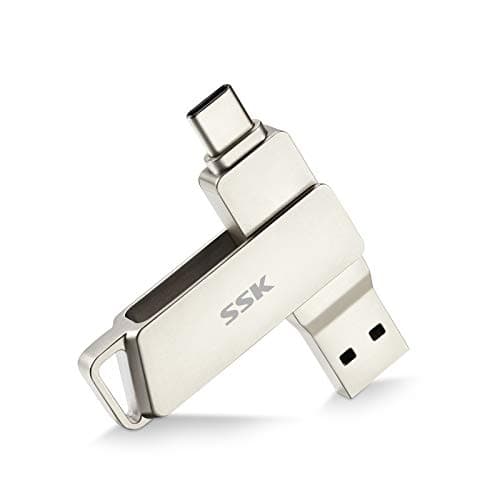 SSK Clé USB 64 Go USB C Double Connecteurs, Type C et USB 3.2 Mémoire Stick, Stockage Données Pendrive avec Une Vitesse de Transfert de données allant jusqu'à 200 Mo/s