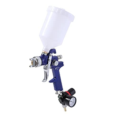 ORAZIO HVLP Pistolet à Peinture Alimentation par Gravité 2,0mm Buse en Cuivre 600ml Pulvérisateur de Peinture avec Régulateur de Pression d'air pour Auto Meubles Clôture