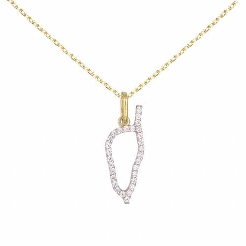 Collier - Pendentif Or Jaune Corse Pavée de Zirconiums - Chaine Dorée
