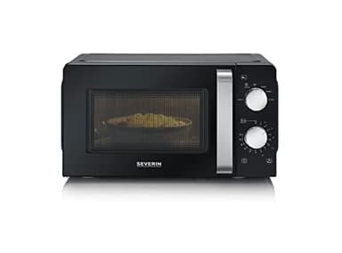 SEVERIN Four à micro-ondes 17 L, Four micro-onde 700 W pour décongeler, chauffer et réchauffer, Micro-onde avec 6 niveaux de puissance, Minuteur 30 min, Plateau tournant (Ø 24,5 cm), Noir, MW 7886