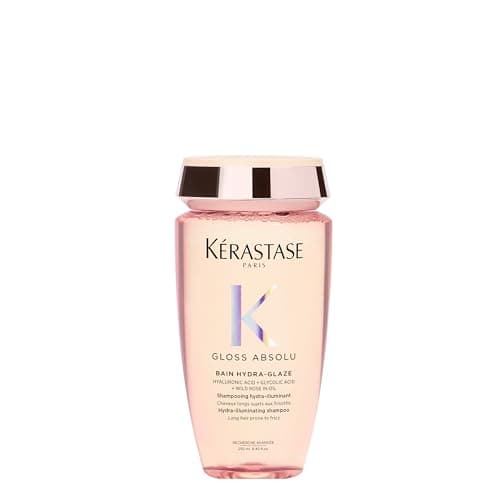 KÉRASTASE Gloss Absolu - Bain Hydra-Glaze - Shampoing Hydra-Illuminant - Acide Hyaluronique, Acide Glycolique & Rose Sauvage - Cheveux Longs & Sujets aux Frisottis - 250 ml