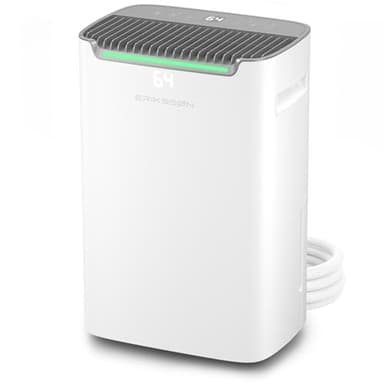 Erikssøn Déshumidificateur 20 l/24 h, taille de la pièce : environ 175 m³ (80 m²), écran LED, contre l'humidité, avec minuterie, économie d'énergie, avec capteur d'humidité (blanc)