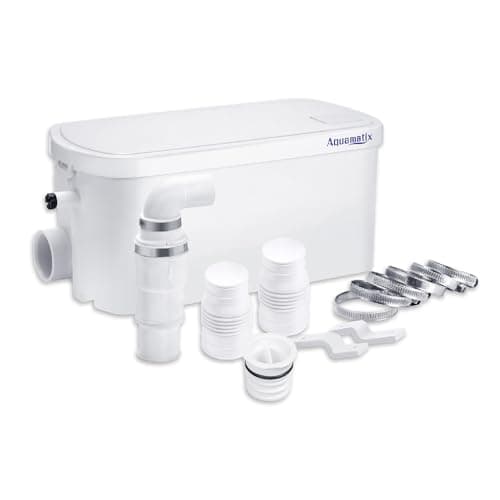 Aquamatix Pompe de douche 250W compacte Pompe de Relevage 8m Distance de pompage verticale 100L/min pour douches, éviers 2 entrées
