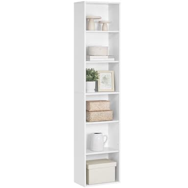 VASAGLE Bibliothèque, Étagère sur 6 Niveaux, Meuble de Rangement Ouvert, Étagère, 24 x 40 x 178,5 cm, pour Salon, Bureau, Salle à Manger, Blanc Nuage LBC167T14
