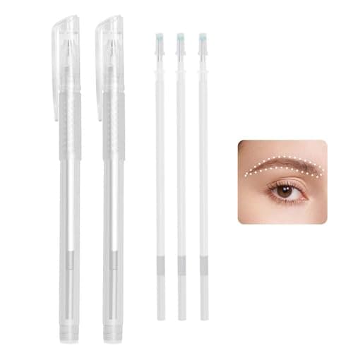 Lot de 2 Marqueur de Peau, Stylo Marqueur Microblading, Feutre Peau Tatouage, Stylo Mapping Sourcils, Crayon Chirurgical, Avec 3 Recharges, Effacable, Pour Sourcils, Lèvres, Art Corporel (Blanc)