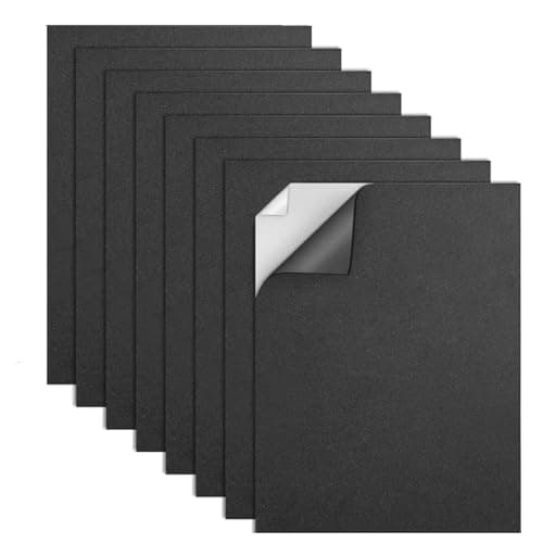 FTXanty 8Pcs Plaque de Mousse Autocollante Noir 300mm x 200mm x 2mm Feuilles de Mousse Tapis de Mousse Eva Antidérapant avec Dos Adhésif pour Meubles Portes Fenêtres Bricolage