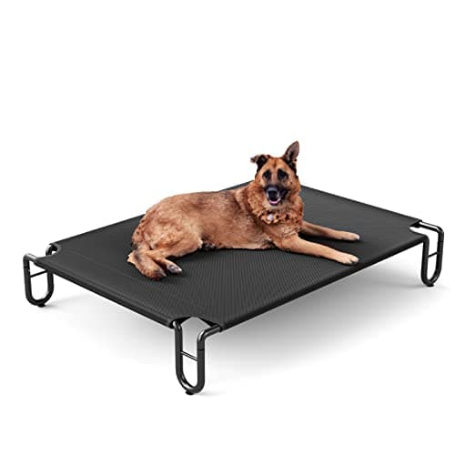 FAYDUDU Lit Chien Surélevé Rafraichissant Lit de Camp pour Chiens Chats Animaux de Compagnie Intérieur Extérieur Panier Chien de Grande Taille Coussin Indestructible (L)