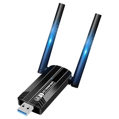 Vemfay Clé WiFi Puissante AC1300 Mbps, Carte WiFi pour PC, Clef WiFi USB 3.0 Double Bande 2.4GHz/5GHz, Dongle WiFi 5dBi Antenne, Compatible avec Windows 7/8/10/11/Vista/XP/Mac OS/Linux