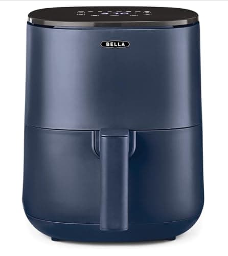 BELLA Friteuse à Air Numérique de 3 L, Multifonction 5-en-1 avec Grille et Panier Antiadhésifs Amovibles et Lavables au Lave-vaisselle, 1400 Watts, Bleu Mat